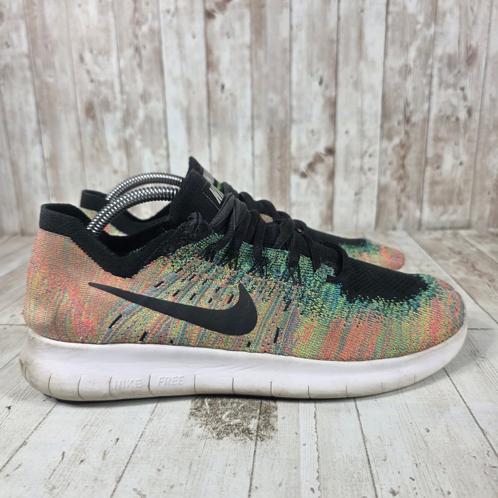 Nike Free RN Flyknit Mens Running Shoes Multicolor Black Low Top Sneakers EU 42